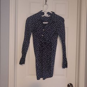 Old Navy Blue Polka Dot Front Tie Shirt NWOT
